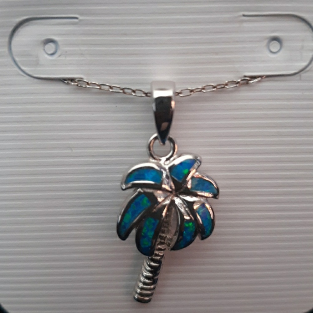 Sterling Silver Palm Tree Charm Necklace